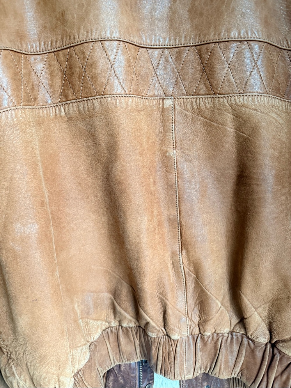 Vintage 90s Leather Bomber Jacket | Quilted Funnel Neck | Oversized Brown | L - Picture 14 of 16